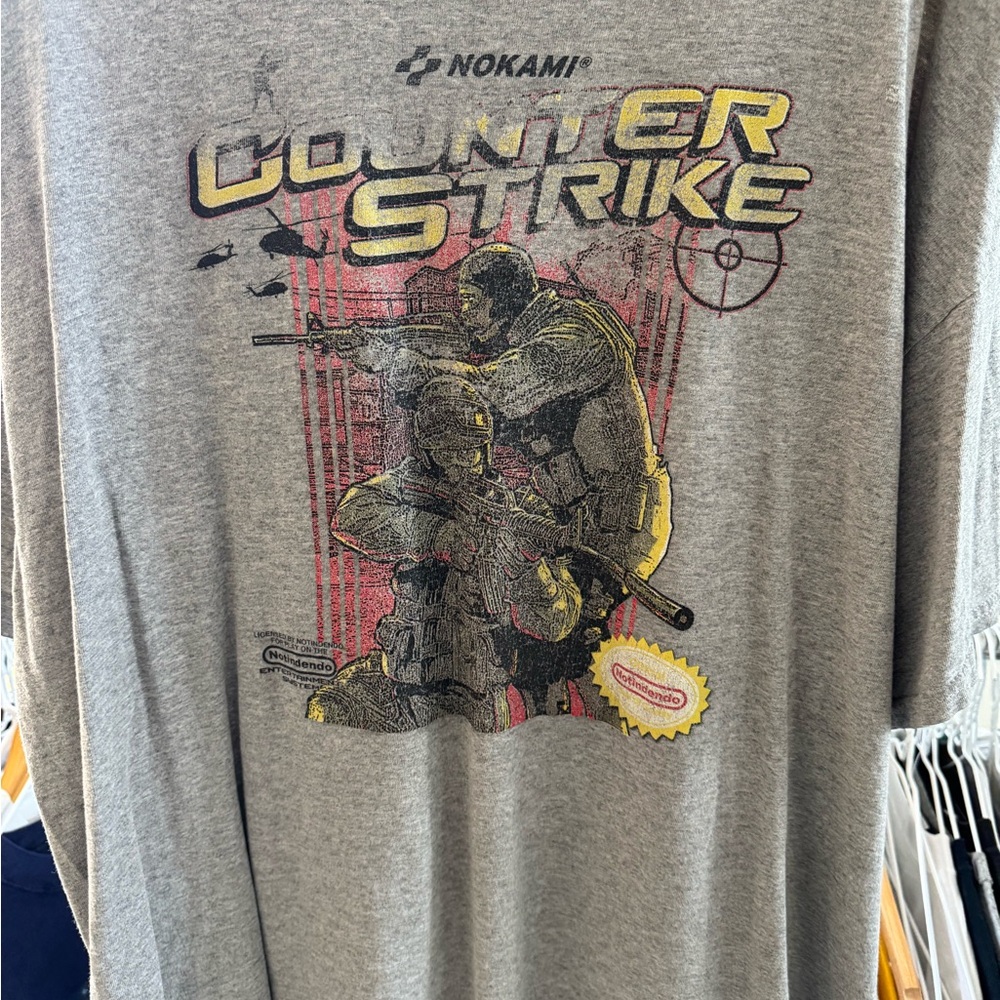 90s Vintage Nintendo NOKAMI Gray Counter Strike XL Tee